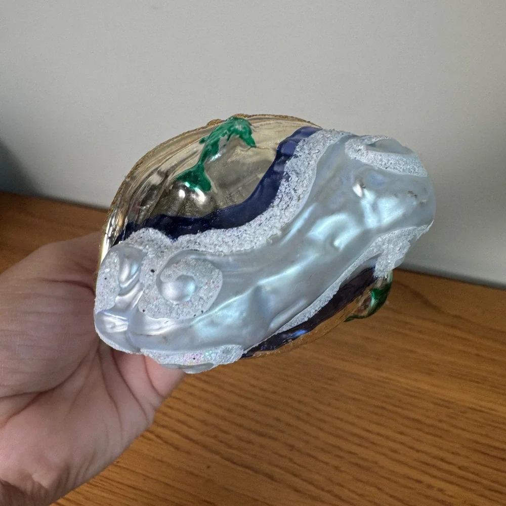 Noahs Ark Glass Christmas Ornament Hand Painted Animals Glitter Holiday